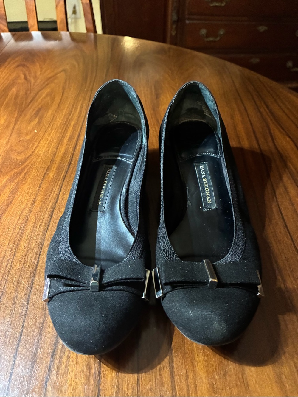 Dana Buchman Black Suede Bow heel